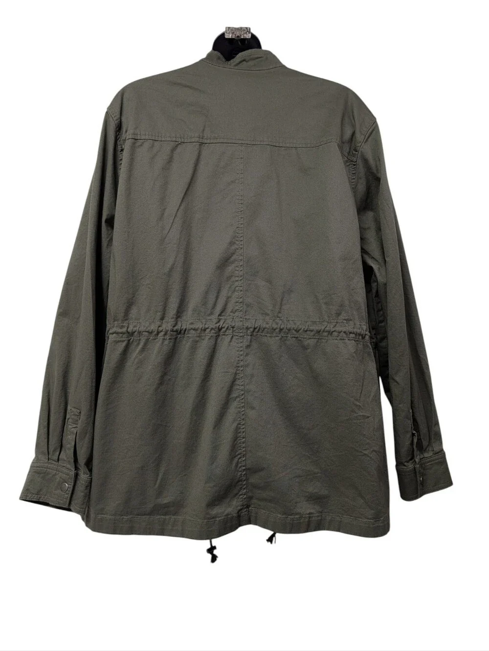 AVA & VIV Women's Green Utility Jacket Size 1X Plus Zip Snap Pockets Mid-Length